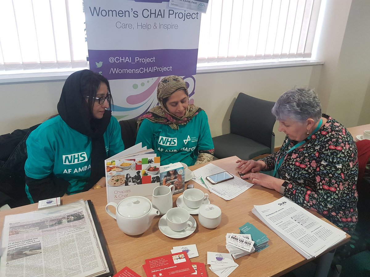 CHAI_Project's tweet photo. New Year, New You Wellbeing Oldham Council Event. @Greenhill_HT & @RoundthornCP #AtrialFibrillation @healthinnovmcr AF Ambassadors carrying out AF testing on @OldhamCouncil staff today #PreventingStroke https://t.co/eJTFTxGJ15