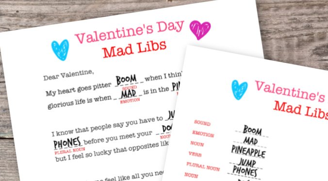 Valentines Mad Libs Game {Free Printable!}  momof6.com/party-games-fo…