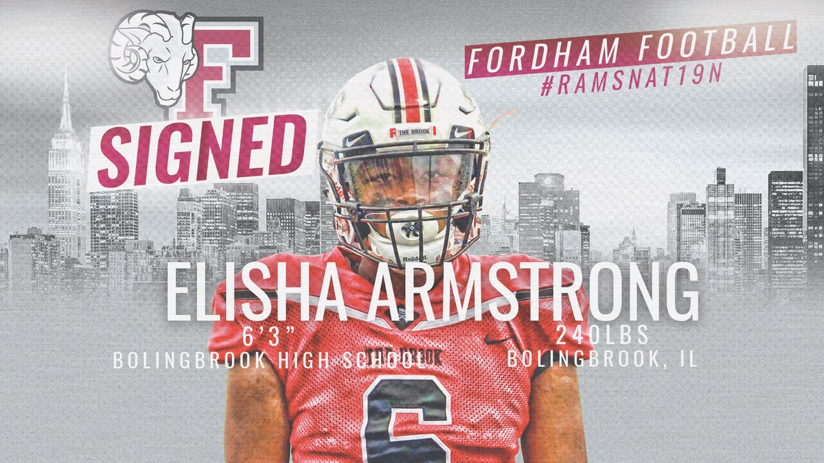 FORDHAMFOOTBALL's tweet photo. The @FORDHAMFOOTBALL Family would officially like to welcome Elisha to the RAMily!! #RAMSNAT19N https://t.co/aIbfbrWeo1