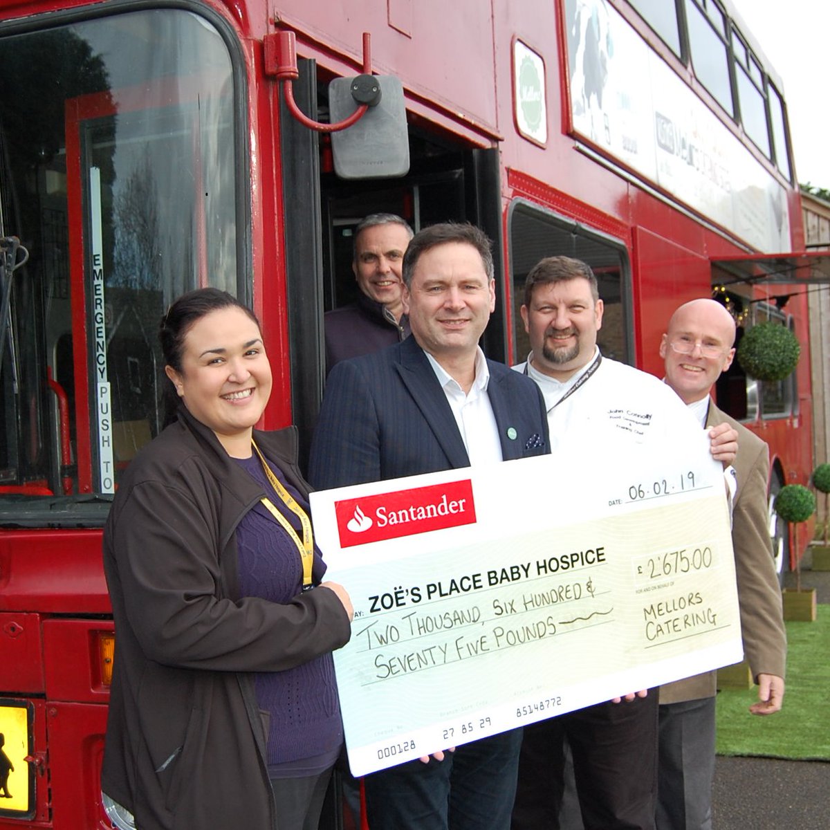 <a href="/mellorscatering/">Mellors Catering Services</a>
 delivering a cheque for £2,675.00 to 
@Zoes_Place
 after raising funds at our annual awards dinner with all our wonderful catering managers. #fundraising #prideinourtribe. #FANTASTICPEOPLE #helpingothers