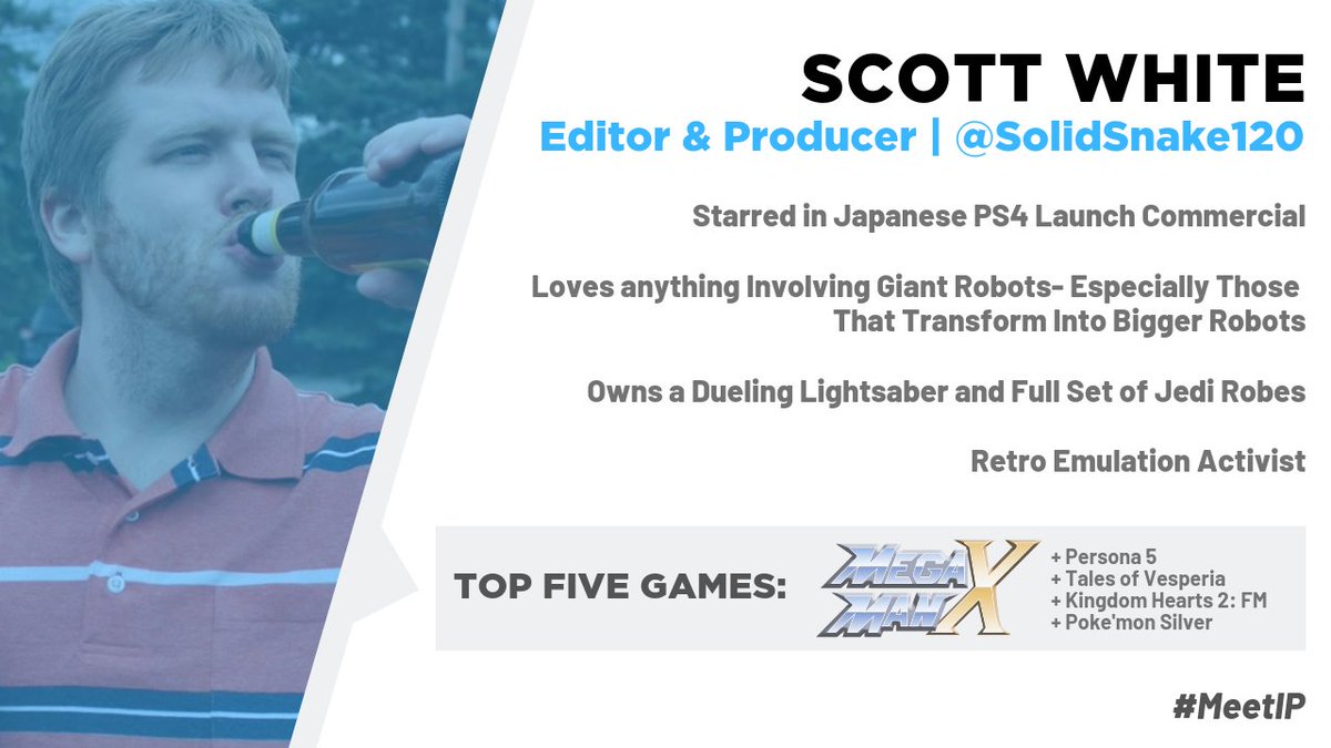 IrrationalPod's tweet photo. #MeetIP 

It's @SolidSnake120, who you may also know as his alter ego, Professor RPG!

Scott is a lover JRPGs who enjoys writing about them for the site as well as doing Twitch streams, and producing Video Game Book Club! 

👩‍🎨@jessacogs https://t.co/bLwi9p1BFr