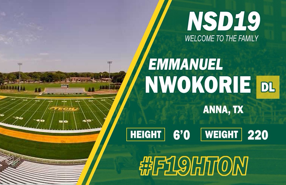 ATUFootball's tweet photo. From Allen High School in Allen, TX...
Welcome to ATU, Emmanuel Nwokorie!
#F19HTON #NEVERSETTLE https://t.co/NW7Y1E95k3