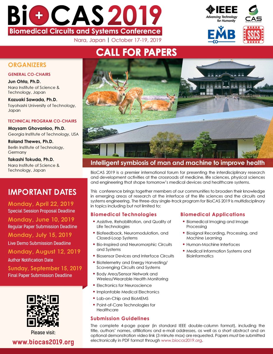 Visit the #BioCAS 2019 website (biocas2019.org) for more information on this year's conference in Nara, Japan October 17 - 19.