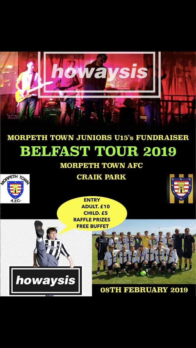 MoreInMorpeth's tweet photo. More fundraiser concerts in #Morpeth: @Howaysis at #CraikPark @MorpethTownAFC on Friday https://t.co/1izr7TiNhy https://t.co/kZ7idbBFx3
