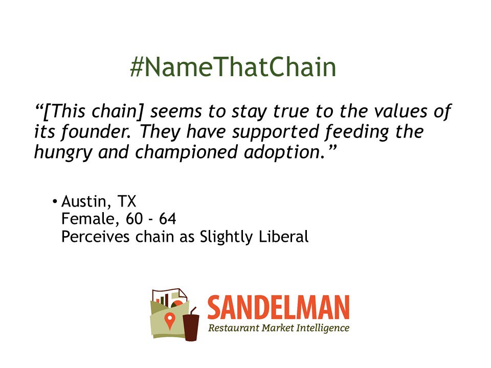SandelmanInc's tweet photo. Can you name the chain this Quick-Track respondent is talking about? Reply with your best guess and we'll update you with the answer shortly! #NameThatChain #QSR #Restaurants https://t.co/96Wmor7aC2