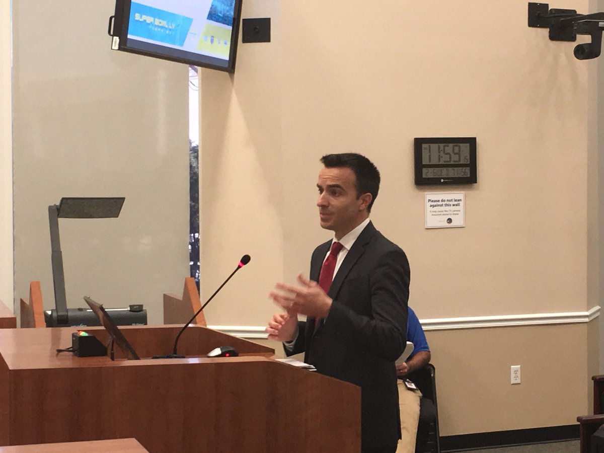 DaveJordanBN9's tweet photo. #RobHiggins, president of the Tampa Bay Sports Commission, gives a presentation before the #Hillsborough County Commission. #TampaBay will host the Super Bowl in 2021. Commissioners are expected to approve a $3 million investment to fund marketing &amp; event hosting @bn9 https://t.co/dcfUI7uKYV