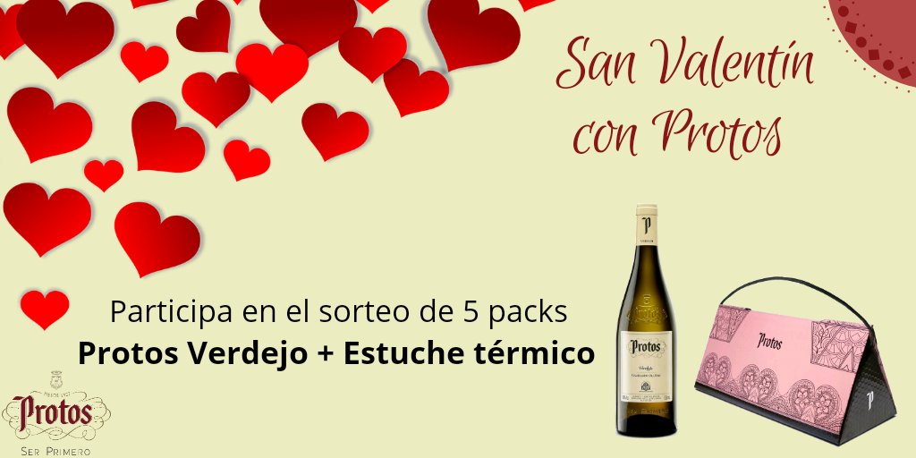 Bodegas Protos (@bodegas_protos) on Twitter photo 💘 ¡Participa de #SanValentinConProtos! 💘. Haz un COMENTARIO en el post explicando el motivo por el que quieres brindar con nuestro Protos Verdejo en San Valentin y entra en el #SORTEO. ¡Anímate y participa! Bases legales 👉bit.ly/2ShnOUh 💘 ¡Participa de #SanValentinConProtos! 💘. Haz un COMENTARIO en el post explicando el motivo por el que quieres brindar con nuestro Protos Verdejo en San Valentin y entra en el #SORTEO. ¡Anímate y participa! Bases legales 👉bit.ly/2ShnOUh