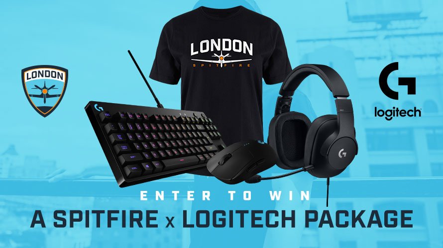 Spitfire's tweet image. With our amazing sponsor @LogitechG at our side, we’re always ready to #PlayToWin.

To make sure all of our fans are ready to raise their #AcesHigh🛩️ going into #OWL2019, we’re teaming up with Logitech G for a giveaway!

Check it out below!
📝 spitfire.gg/kickoffgiveaway