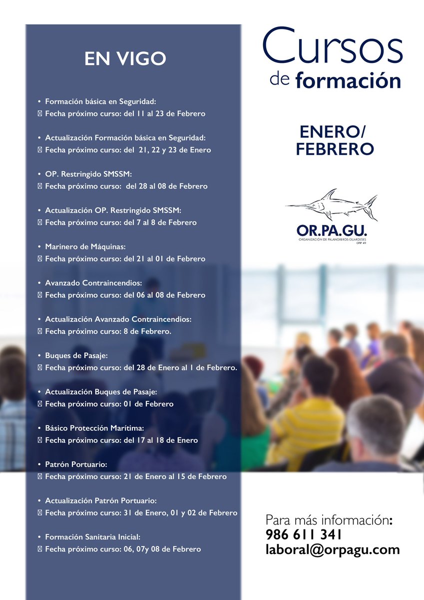 Algunos #cursos de interés organizados por <a href="/ORPAGU/">ORPAGU</a> a lo largo de este mes de febrero: #naval
