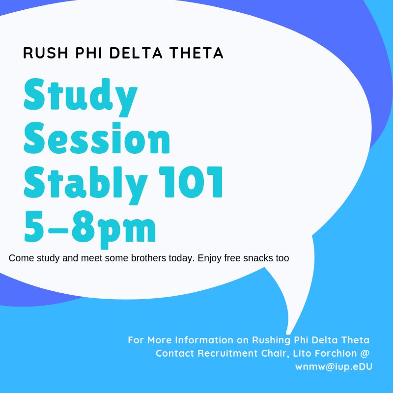 Come out to our rush event today and get to know the brothers and catch up on your school work. Food will be included 🍕 #rushphidelt