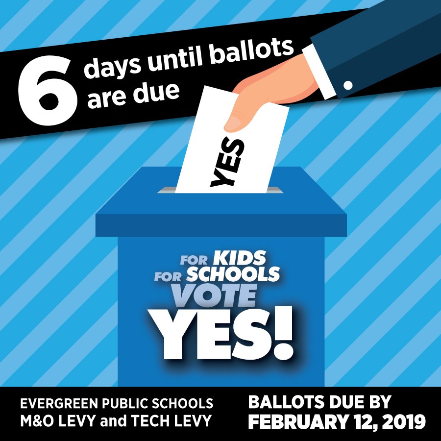 6️⃣ days until ballots are due! But why wait 🤷🏻‍♀️ 🤷🏻‍♂️ ? Vote YES for Evergreen Public Schools TODAY! #IheartEPS #EPSlevy #VanWA