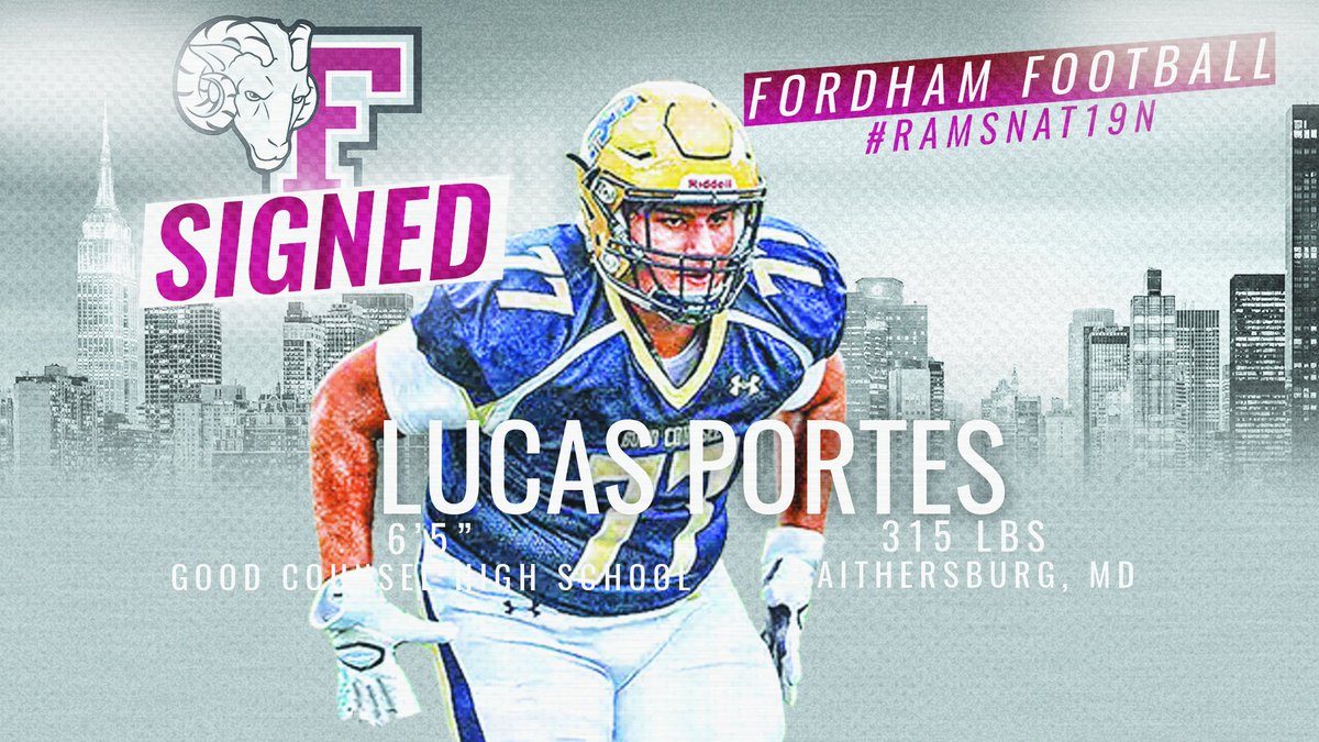 FORDHAMFOOTBALL's tweet photo. The @FORDHAMFOOTBALL Family would officially like to welcome Lucas to the RAMily!! #RAMSNAT19N https://t.co/n3WAg5m6EY