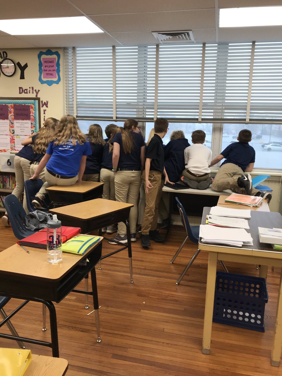 Mrs_EAtkinson's tweet photo. During study hall this morning hail began to fall and we just had to stop and watch. We went to the door and grabbed a few pieces off the ground. So amazing! #icangels https://t.co/K760ySIB1A