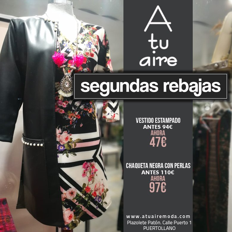 atuairemoda's tweet photo. -- S E G U N D A S - R E B A J A S --
hasta el 28 de febrero
A TU AIRE C/ Puerto 1 #puertollano #comerciolocaltienesentido
https://t.co/1kUERsWC1k https://t.co/2RSoFpFx6n