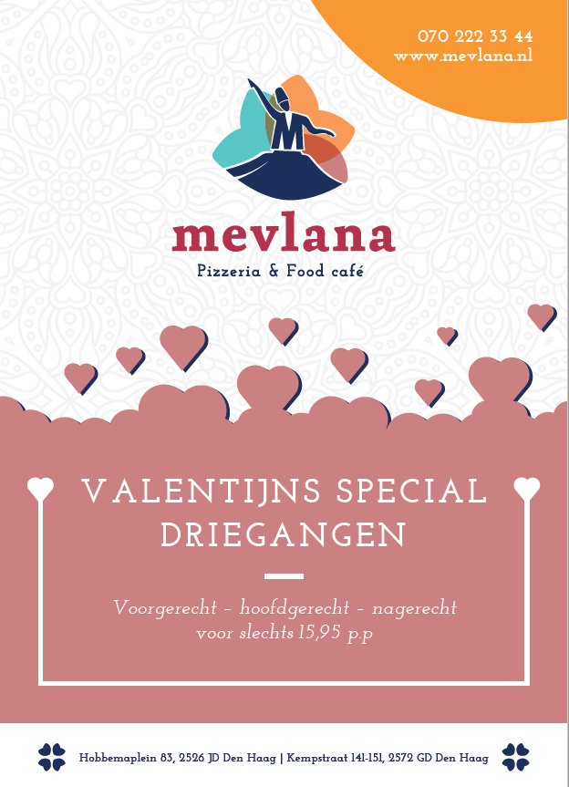 Mevlanadenhaag's tweet photo. Kom op Valentijnsdag met je geliefden, vrienden, familieleden, collega’s gezellig eten bij @Mevlanadenhaag https://t.co/2L8XYRC2Oj