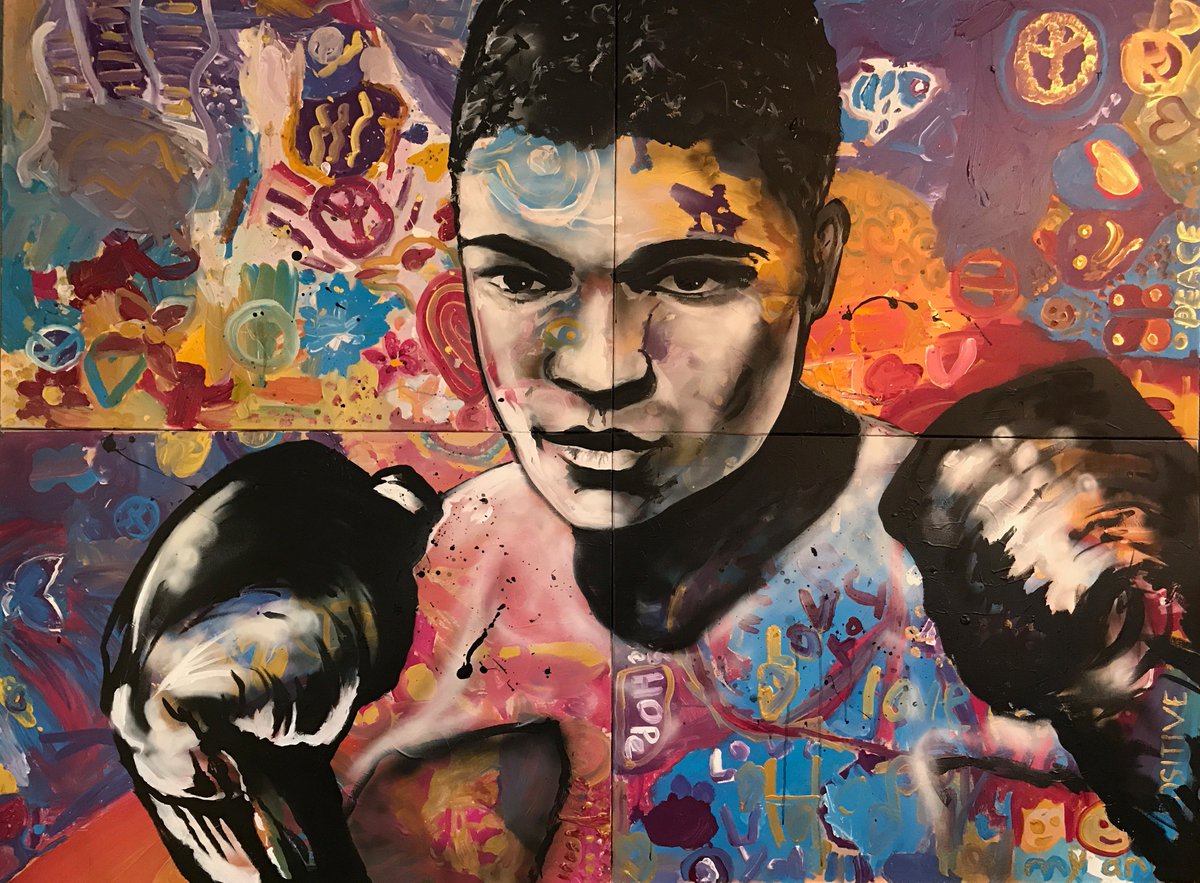 sevenarrowsk6's tweet photo. This year, we are celebrating individuals who have used their platform to bring attention to injustice; Muhammad Ali was chosen as the subject for this year's mural. #BlackHistoryMonth https://t.co/9JorY3ReTC