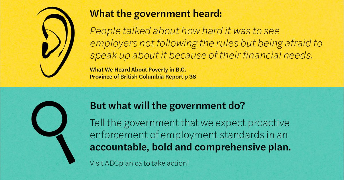 PovReductionBC's tweet photo. We need proactive investigation and enforcement of employment standards and a significant increase in Branch enforcement staff. Employees shouldn't have to risk their livelihoods to challenge violations of their rights. https://t.co/FACLbnWmtr @bcfed #bcpoli #ABCplan https://t.co/5sZZ8y1MoA