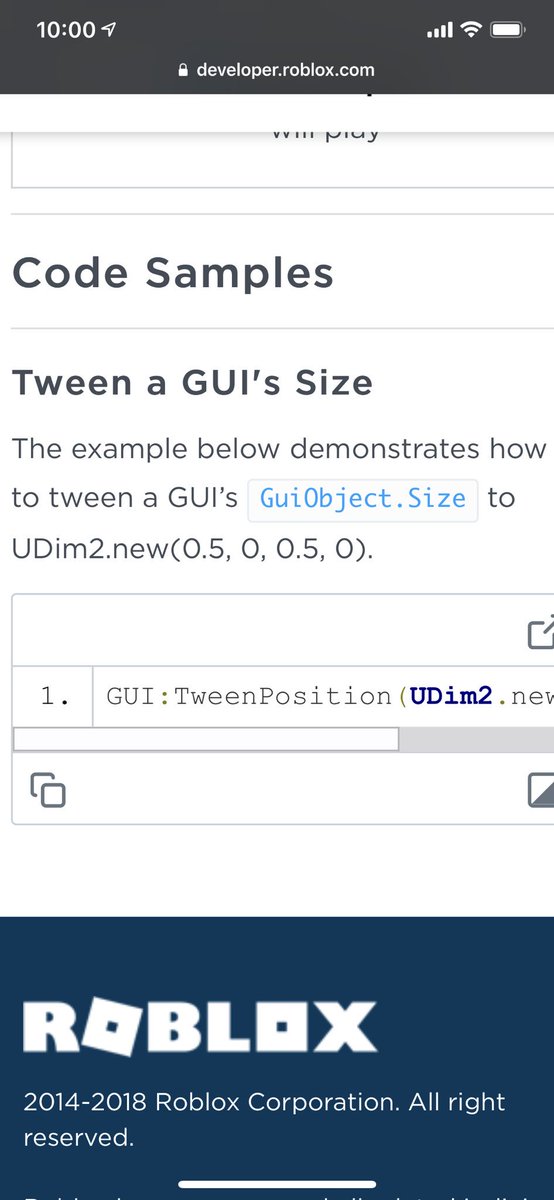 Connor Grafius On Twitter Imagine A New Developer Who Trusted The Wiki And Tried This Sample Code Tweenposition Isn T Tweensize Lmao - can you tween position roblox