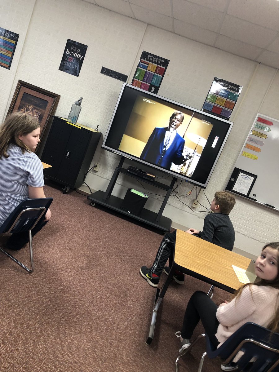 MullenLHS's tweet photo. Teaching test taking skills! Our test this week covers Louis Armstrong. To make the topic more relevant to the kiddos, we listened to him sing 🎤 🎶 “What a Wonderful World” 🌎 #wednesdaythoughts #whatawonderfulworld #les https://t.co/HNoQGSSOde