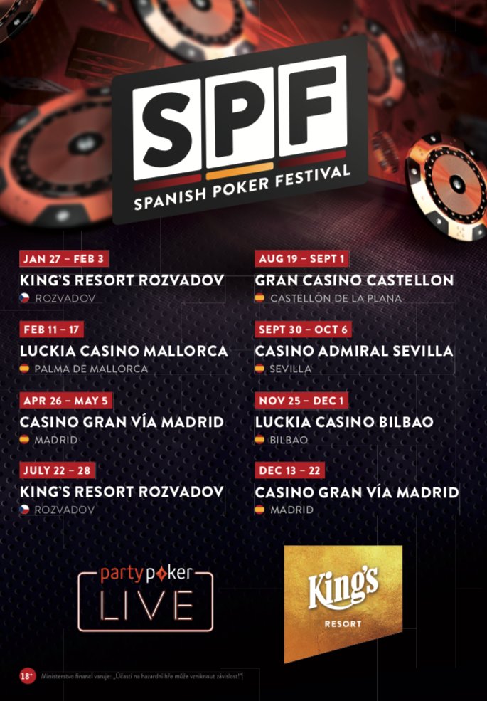 SPFpoker's tweet photo. ¡Id apuntando en vuestra agenda las paradas del #SPFNational 2019!

#SPFnMallorca 11-17 febrero 
#SPFnMadrid 26 abril - 5 mayo
#SPFnCastellón 19 agosto - 1 septiembre
#SPFnSevilla 30 sep - 6 octubre
#SPFnBilbao 25 nov - 1 diciembre
#SPFnMadrid 13-22 diciembre https://t.co/nZAs0QX0xz