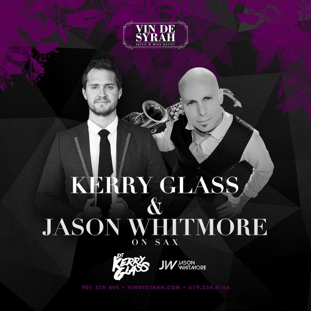 <a href="/djkerryglass/">Kerry Glass</a> &amp; <a href="/jasononsax/">Jason Whitmore</a> are bringing the 🔥to <a href="/SyrahWineParlor/">Syrah Wine Parlor</a> this Sat. Hit up jessie@syrahwineparlor.com for VIP tables. 

#sandiego #gaslampdistrict #saxophone #SaxandDJ #musician #jazz #housemusic #edm #selmerartist #selmer #theowanne #legerereeds #mylegere #jhaudio