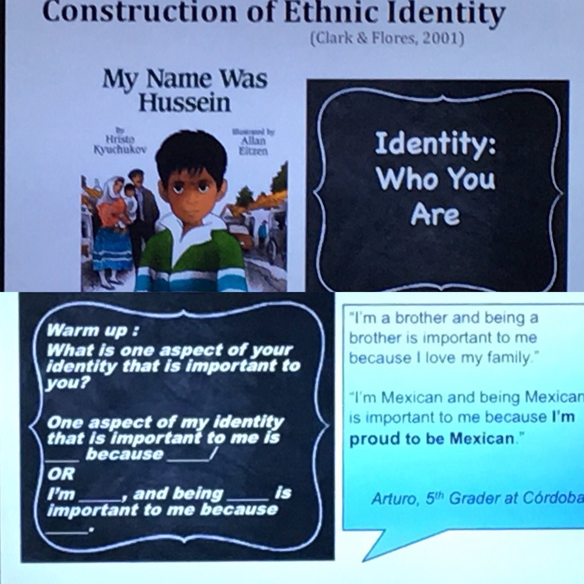aula105's tweet photo. Dr. Vanessa Santiago Schwarz, Supporting Struggling Emergent Bilingual Students through CLRT: Constructing a positive ethnic identity is crucial for all of our students, especially those from marginalized groups. #cocabe2019 https://t.co/igNfYwKYhl