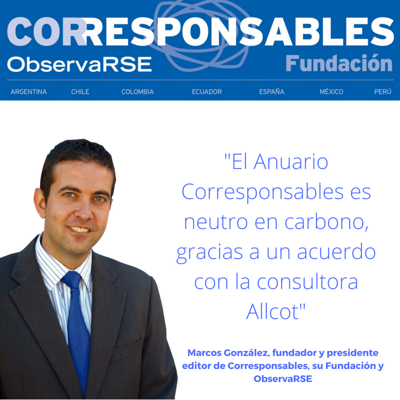 Corresponsables's tweet photo. “El Anuario Corresponsables es neutro en carbono, gracias a un acuerdo con la consultora Allcot” Marcos González de Corresponsables https://t.co/WxElK46jwu