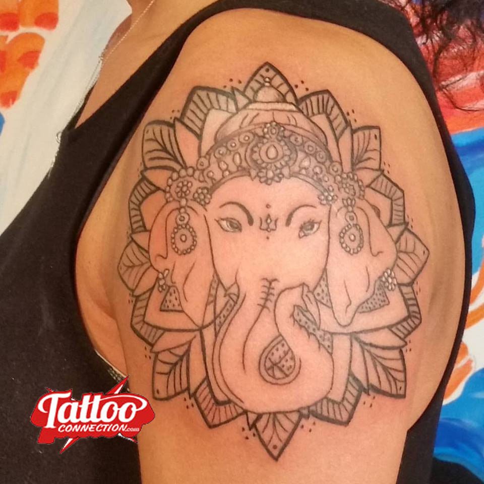 #SpiritualTattoos Ganesha and lotus. #Namaste