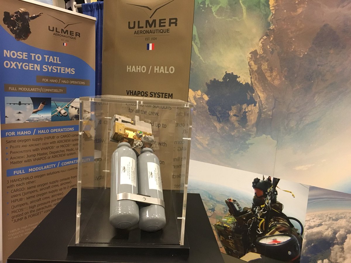 Very High Altitude Parachutist Oxygen System by ULMER AERONAUTIQUE. Join us at the PIA symposium in Dallas, Tx.
#pia2019
#parachuteindustryassociation  #piasymposiul2019
#hahohalo
#specialforces