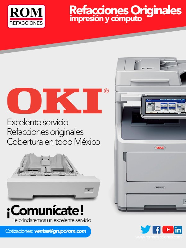 ROMRefacciones's tweet photo. #ROM Refacciones, te ofrecemos un excelente servicio.
👉Nosotros tenemos las refacciones originales para tu equipo de #impresión de la marca #Okidata
Cotizaciones: ventas@gruporom.com
#empresas #negocios #impresoras #EmpresaMexicana #Guadalajara #Monterrey #CDMX #FelizMiércoles https://t.co/f84JHSnXv8