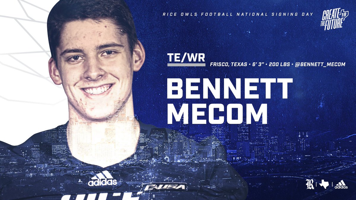 RiceFootball's tweet photo. Welcome to the Rice family, Bennett Mecom!

#NSD19 x #CreateTheFuture https://t.co/llyWN6tQXc