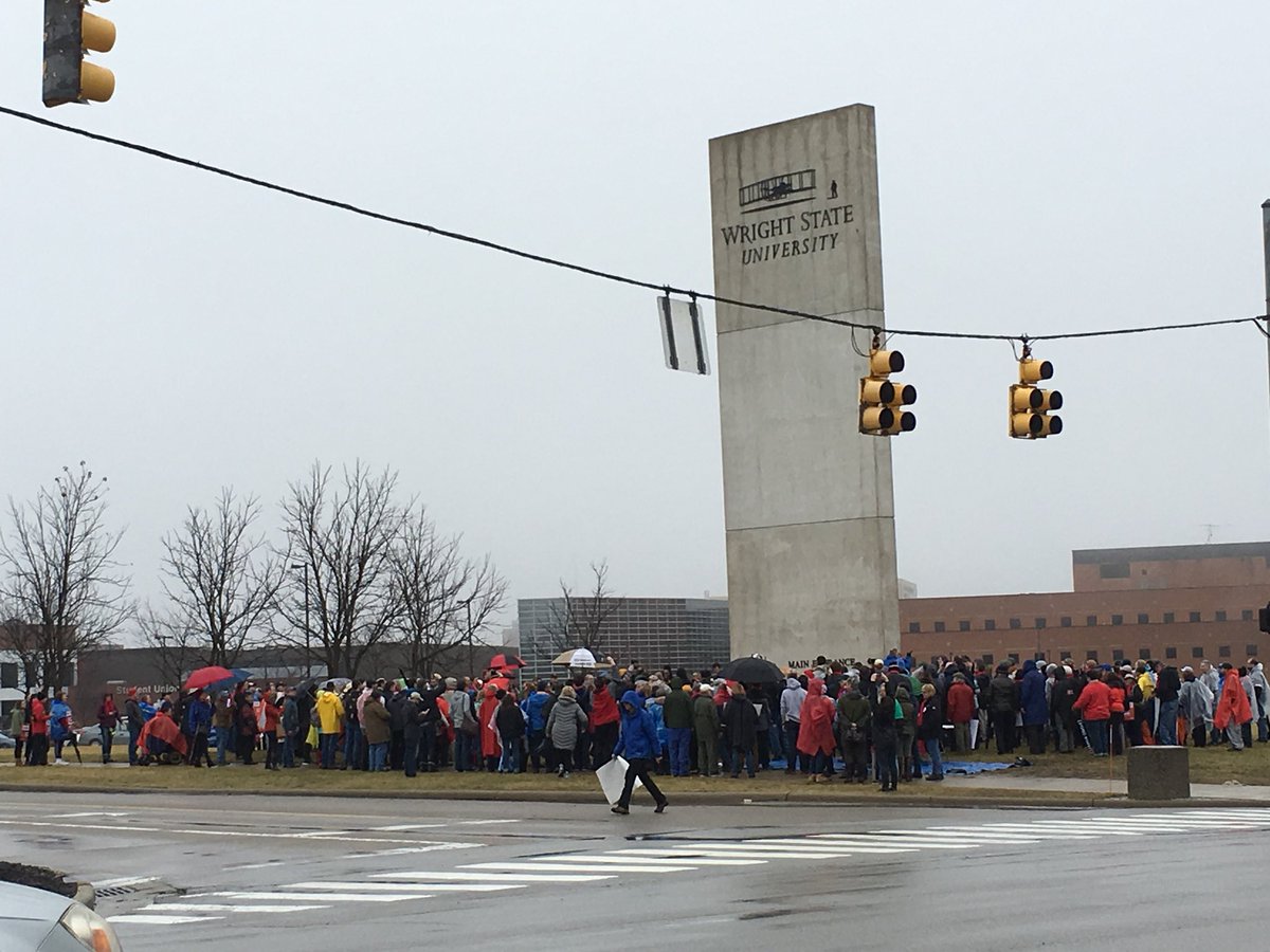 WSUGradFacts's tweet photo. Faculty began to gather for the march in solidarity through @wrightstate #StrengthInNumbers They look ready and willing to negotiate! 💯 #fighting4Wright #WrightStateStrike #WSU #WrightState @aaupwsu https://t.co/Ka6kXly8Ik