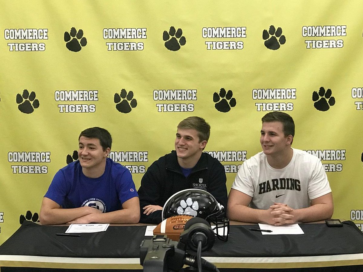 Congratulations to Dylan Deaton, Caleb Mason, and Levi Pate!  Dylan and Caleb signed today to play football at Shorter University, and Levi signed to play at Harding University. Congratulations guys!