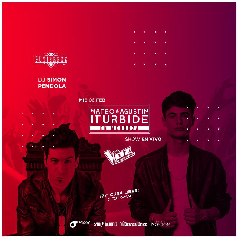 HOY EN GUTIERREZ BAR
<a href="/mateoiturbide1/">mateo iturbide</a> &amp; <a href="/iturbideagus/">Agustin Iturbide</a> en un Show Imperdible !
#NewConcept
#MENDOZA 
Pedime Lista Free 👌🖒