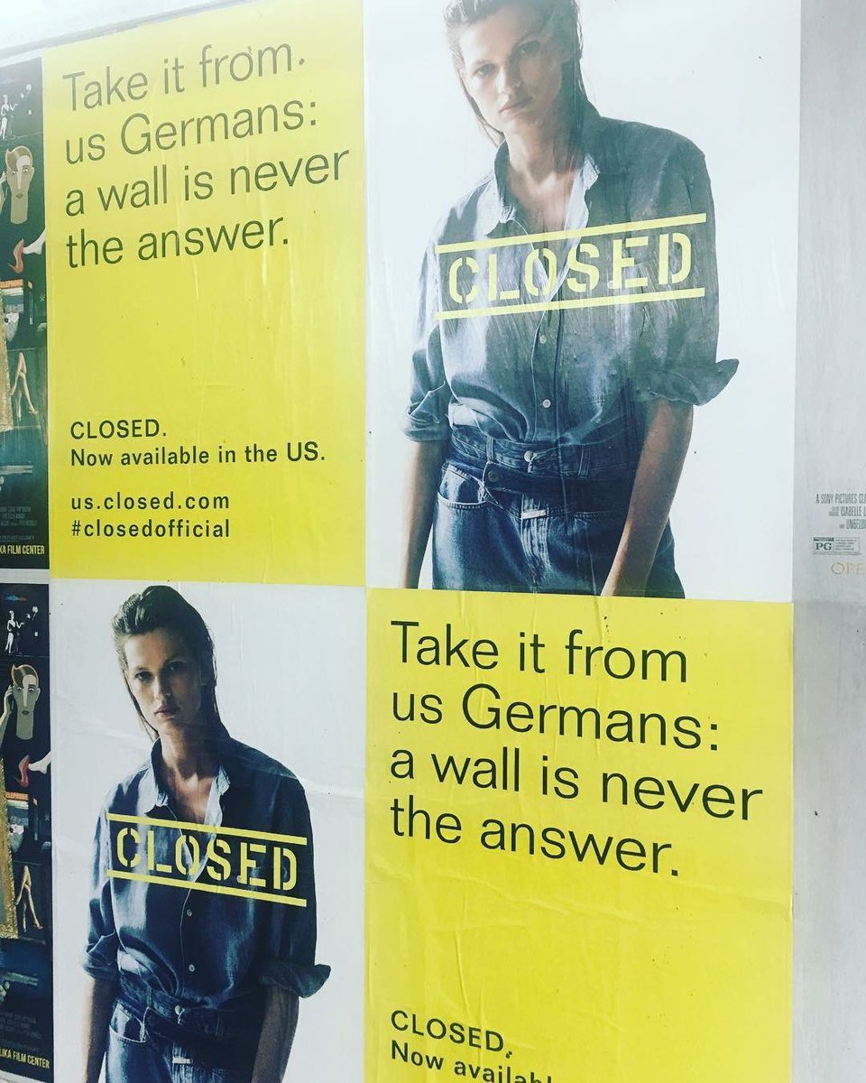 ludovic_subran's tweet photo. Powerful ad by @closed in the US. As we celebrate the 30th anniversary of the fall of the wall in Germany this year, the US still contemplates a wall of their own.  

Let’s build bridges not walls! #unity #mauer #thewall #Berlin #closed #Germany #US https://t.co/WTNBEwy3EV