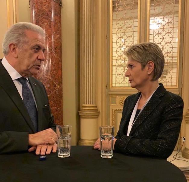 Avramopoulos's tweet photo. First discussions with the Roumanian, Spanish, Swiss, Croatian, Maltese and Slovene ministers in view of the iJHA council at the roumanian athenaeum https://t.co/AyewUxDSJR