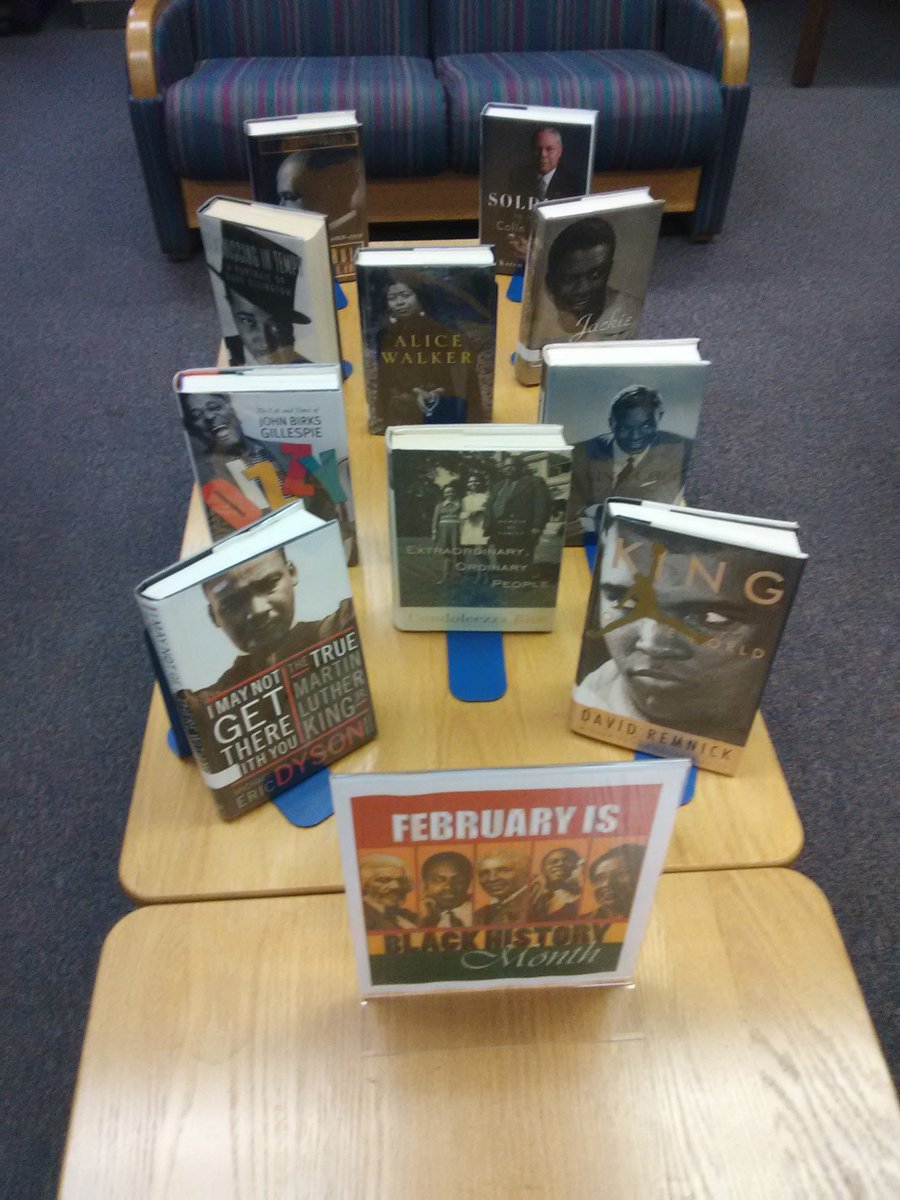 A display of biographies for Black History Month at the Halifax Public Library.