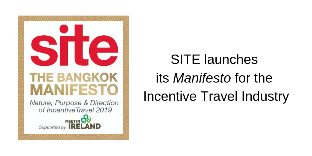 OdysseyMG's tweet photo. ICYMI ... The #BangkokManifesto (supported by @MeetInIreland) was created during the #SITEGC following a series of workshops with @SITEGlobal’s international board of directors, #SITEFoundation trustees and global experts in #incentivetravel https://t.co/5iSYlo7tAS @SiteIreland https://t.co/41tU5EUNi5