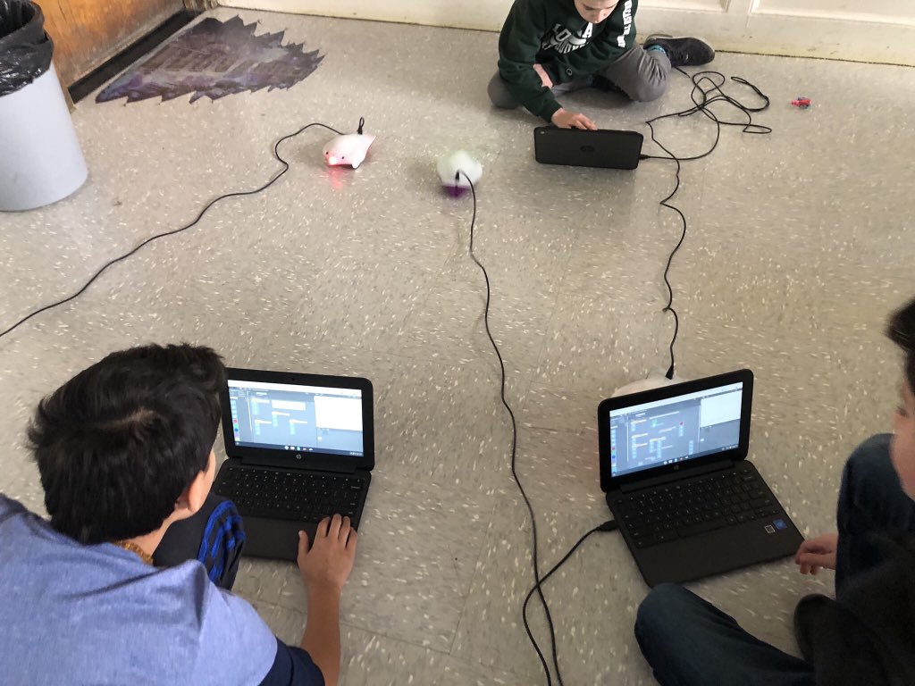 dolanraiders's tweet image. Mrs. Pandalai’s 7th grade technology students learning coding skills with Finch robots! #spsmind #spschallenge