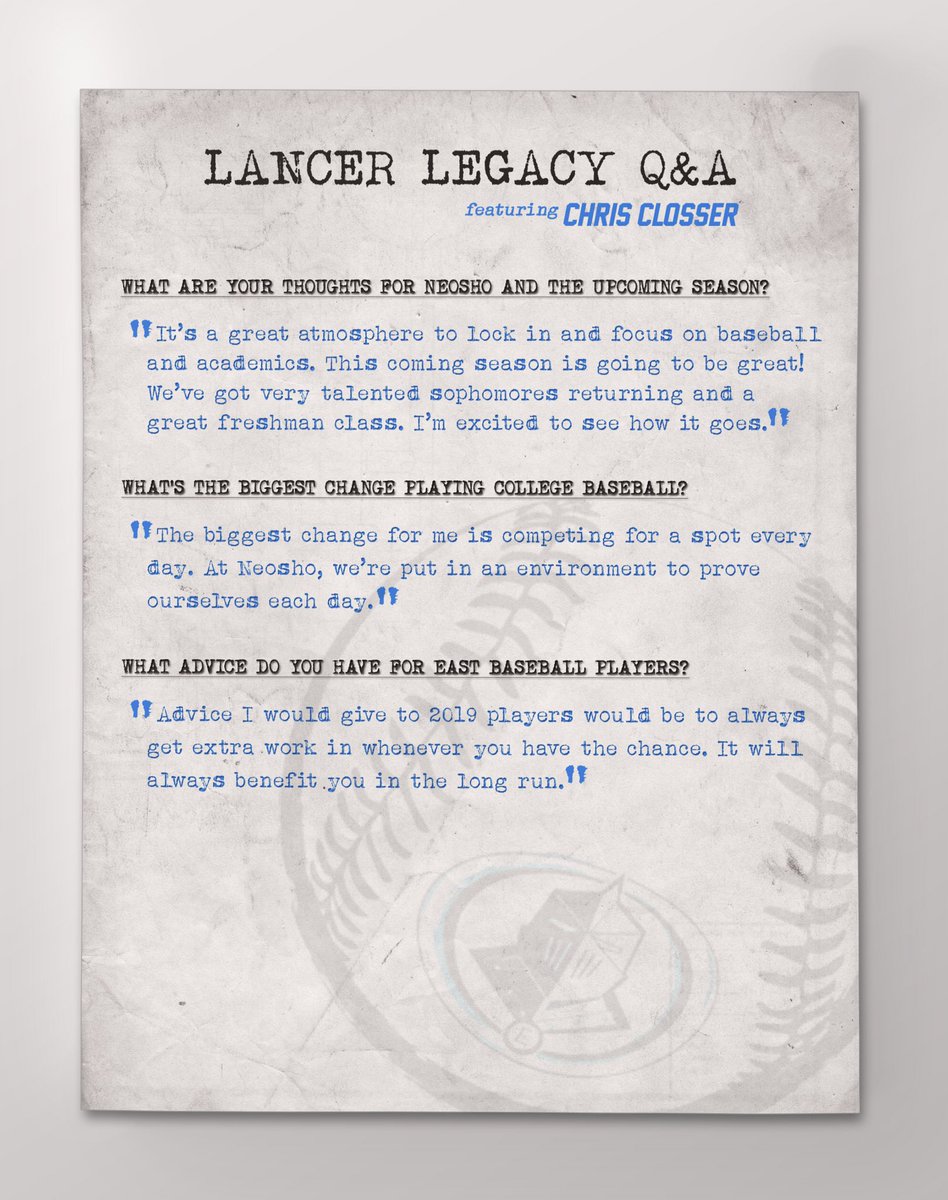 SMEbaseball (@smebaseball) on Twitter photo The Lancer Legacy brings you Class of 2018 grad Chris Closser!
LHP-Neosho County Community College
Good luck <a href="/chris_closser/">Chris Closser</a> !
#LancerLegacy The Lancer Legacy brings you Class of 2018 grad Chris Closser!
LHP-Neosho County Community College
Good luck <a href="/chris_closser/">Chris Closser</a> !
#LancerLegacy