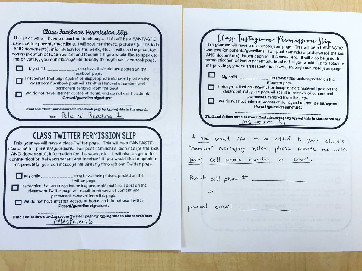 MsPeters6's tweet photo. Don’t forget to show your social media permission slip to a parent or guardian! You get extra credit for getting it signed, even if they don’t check the box that allows me to post pictures of you. 🙂 https://t.co/nFry5uQXBJ