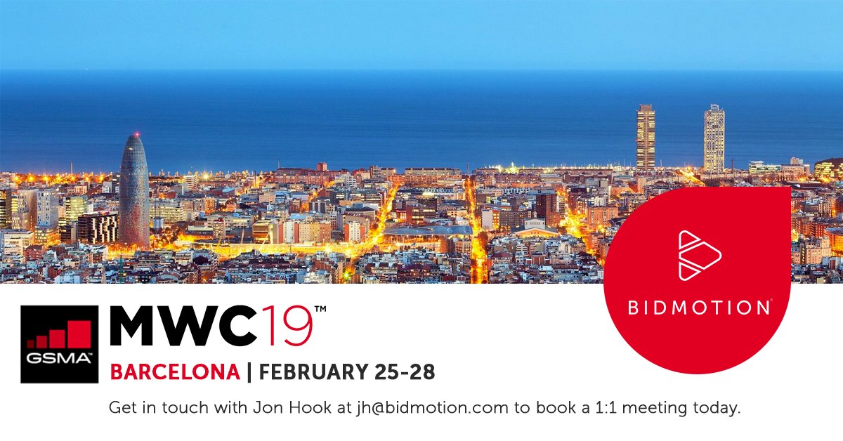 Will we be seeing you later this month at #MWC in #Barcelona? Don't miss the chance to meet the BidMotion team as we discuss our latest products and how we can help drive growth to your app today 📱 💡🚀  #bidmotion #MWC2019 #mobilemarketing #performancemarketing