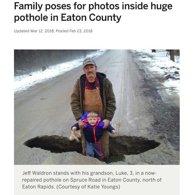 MISenDems's tweet photo. Michigan’s roads are crumbling, w/ the average family shelling out $540 per driver in auto repairs every year. The #PolarVortex2019's freeze &amp; thaw has jump-started Michigan’s pothole season, &amp; that’s why we’re #FightingForFamilies by "Fixing the Damn Roads!" #FTDR #FIxMIRoads https://t.co/uAt0Q0SsoA