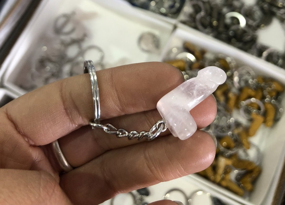 Okay we are buying all the rose quartz penis key chains.