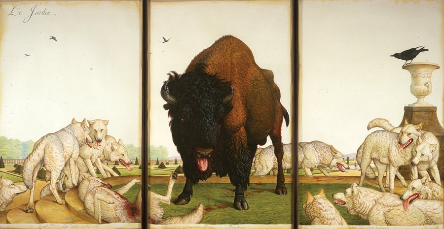 oxfordamerican's tweet image. “As we pass her door, Shanka stalks into her hut and glares back at us from the shade.”

—Brian Boyles visits Angola Prison's unique K-9 unit in his Points South essay from the Fall 2013 issue. Art by Walton Ford #Issue82 ow.ly/H6Ex30nAAIL