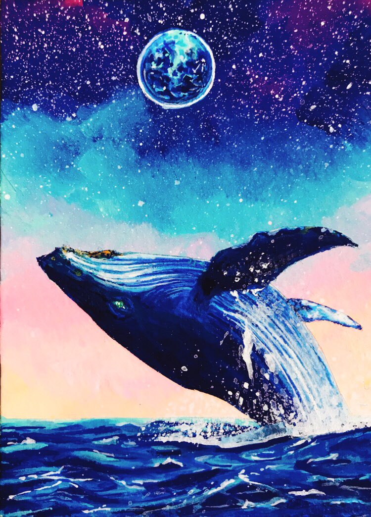 Ogurico 鯨のイラスト多めです スローペースで描いてます Atcイラスト Atcつくりました アクリル ガチ制作会