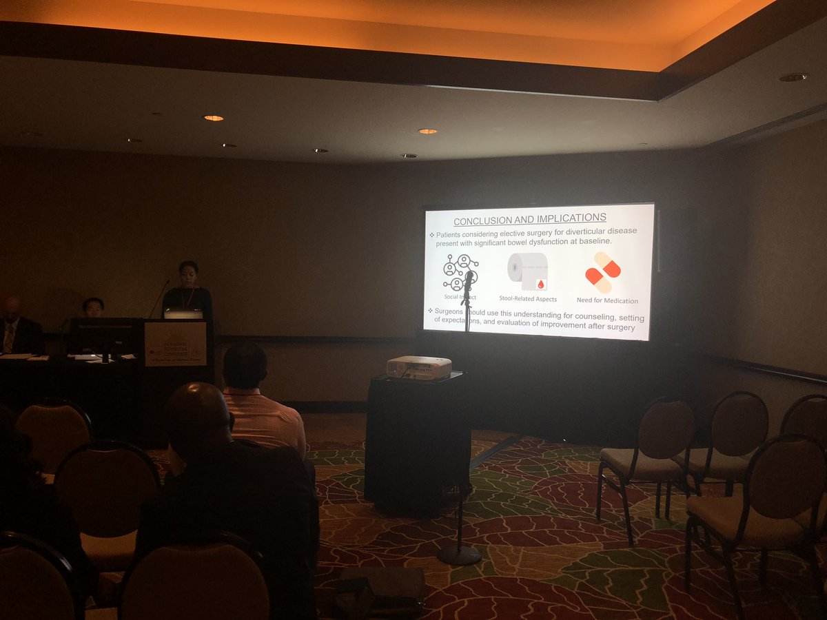 Awesome presentation by @dartmouth’s @racquel_lyn on baseline bowel dysfunction for patients with diverticular disease. #ASC2019 @DartmouthHitch @JGoldwag @GeiselMed