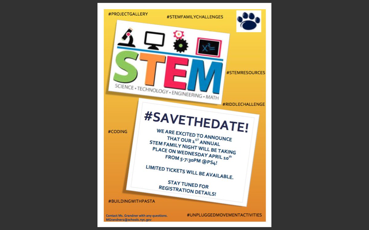 MelissaGrandner's tweet photo. Coming Soon....@ps4wolves 1st Annual STEM Family Night! Looking forward to it!  @District31R @ValerieBrock24 #CS4ALL #STEMSQUAD #Innovators @WetzlerLaurie https://t.co/JOKT3hy7S0