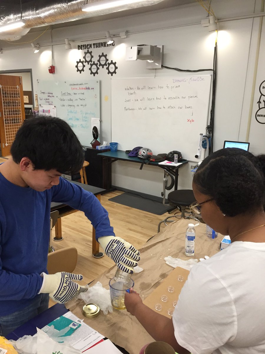 csasVWeLab's tweet image. Listening to K-Pop and making lip balm! It’s a good day for #EdCorp in the @csasVWeLab Getting ready for sales at parent conferences @MyCSAS Bring your 💰!