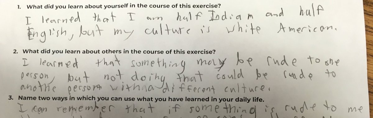 Ashodactyl's tweet photo. Day3: #BlackLivesMatteratSchool
Ss evaluated their own race, culture, and ethnicity.
#WeAreD65 @D65EdCouncil @District65 @BLMAtSchool https://t.co/Be465AhL3D